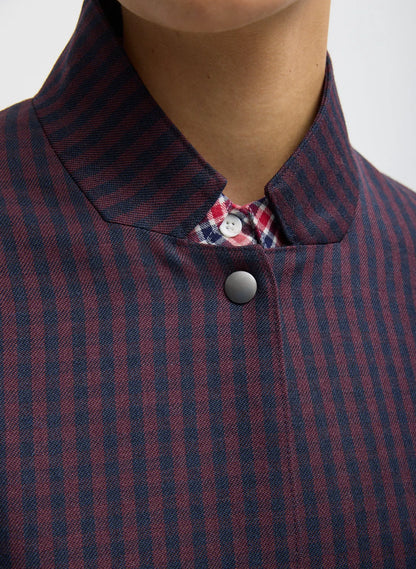 Jules Wool Gingham Long Belted Bomber