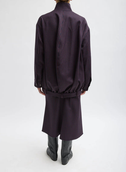 Jules Wool Gingham Long Belted Bomber