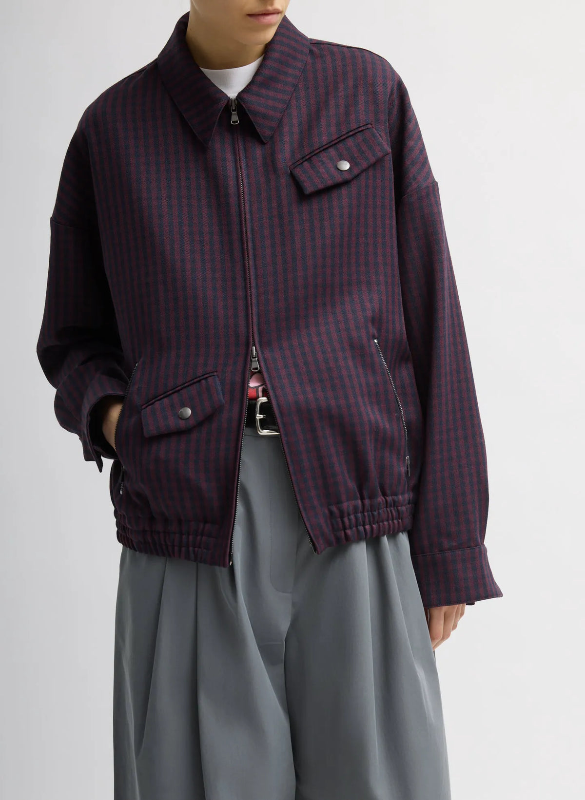 Jules Wool Gingham Bomber Jacket