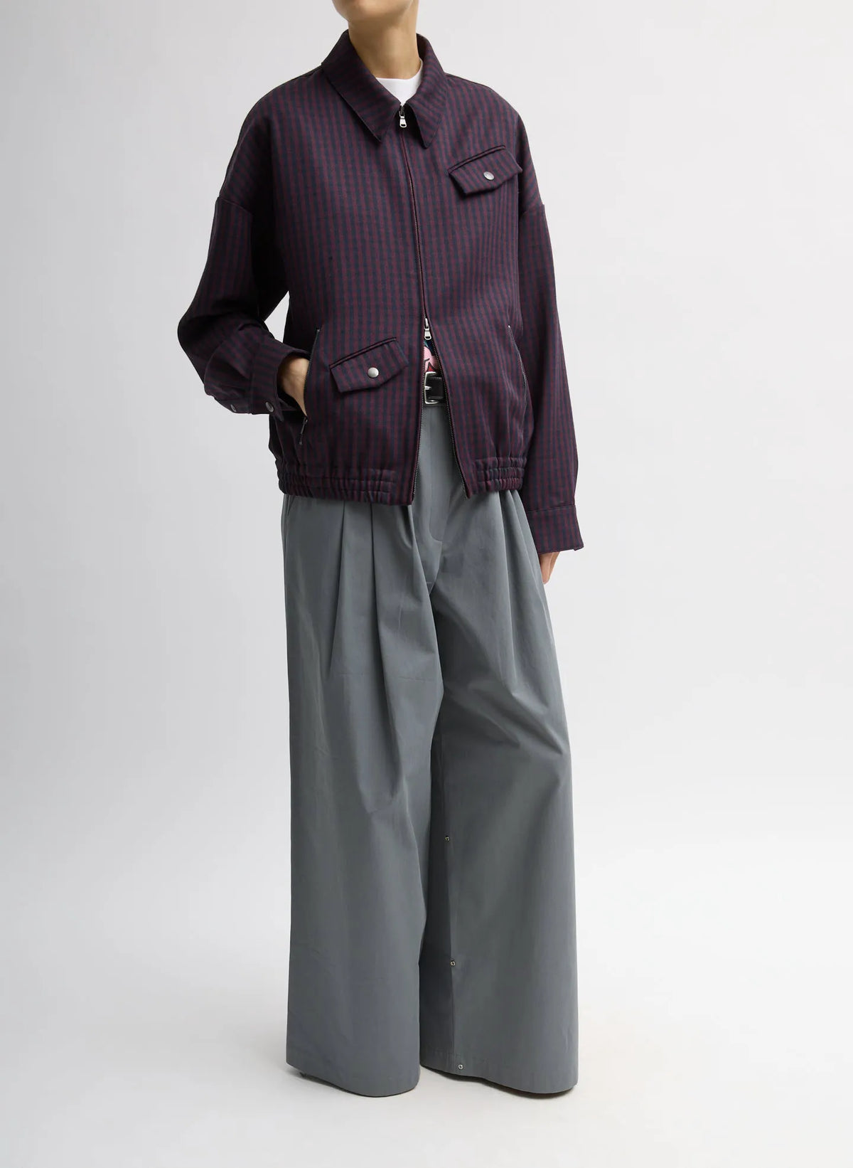 Jules Wool Gingham Bomber Jacket