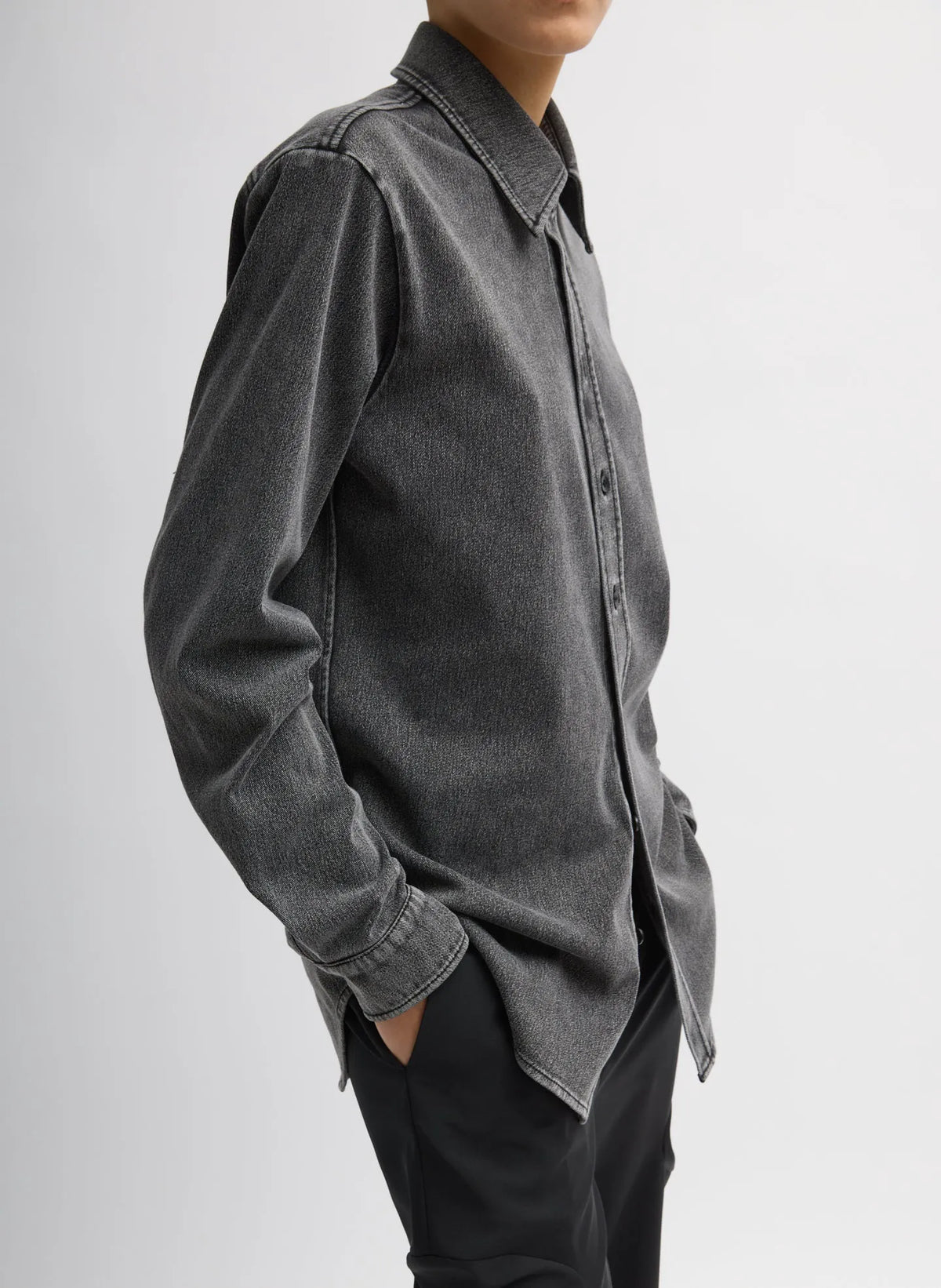Stretch Denim Easy Shirt