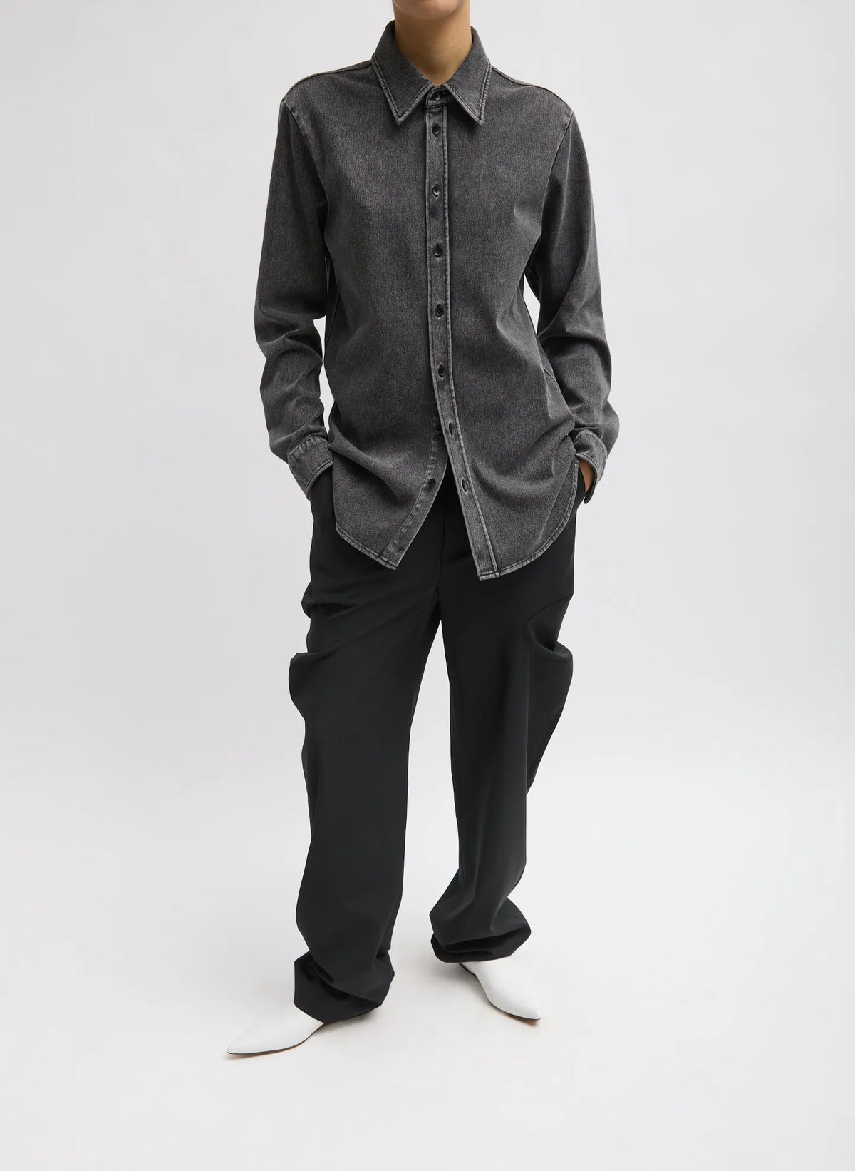 Stretch Denim Easy Shirt