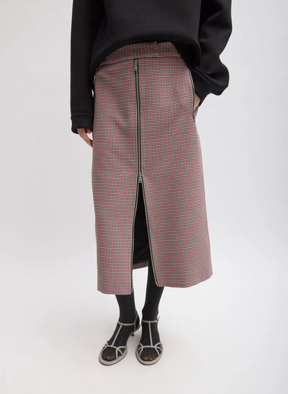 Leon Check Midi Trouser Zip Skirt