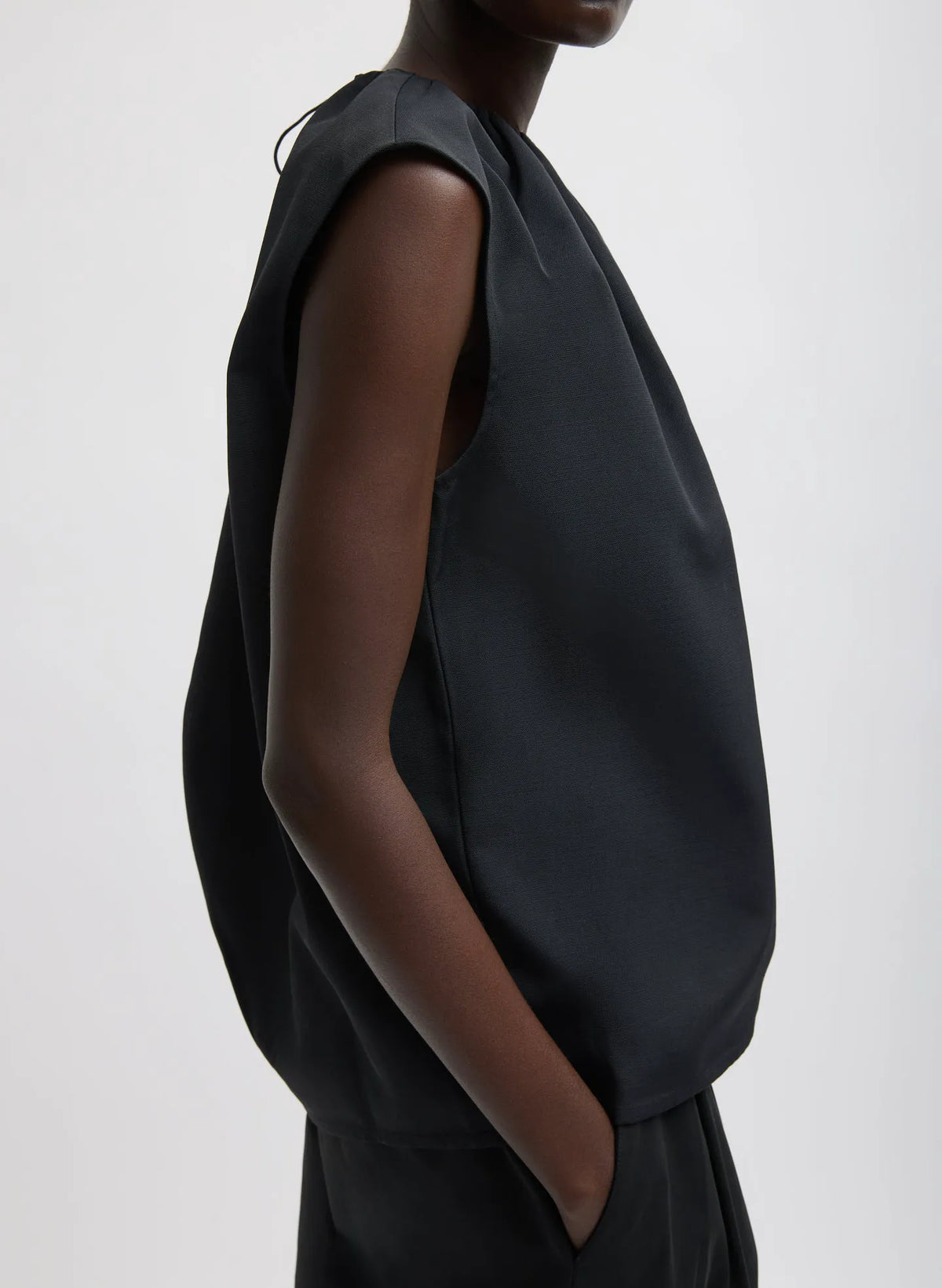 Lotte Nylon Shirred Neck Top