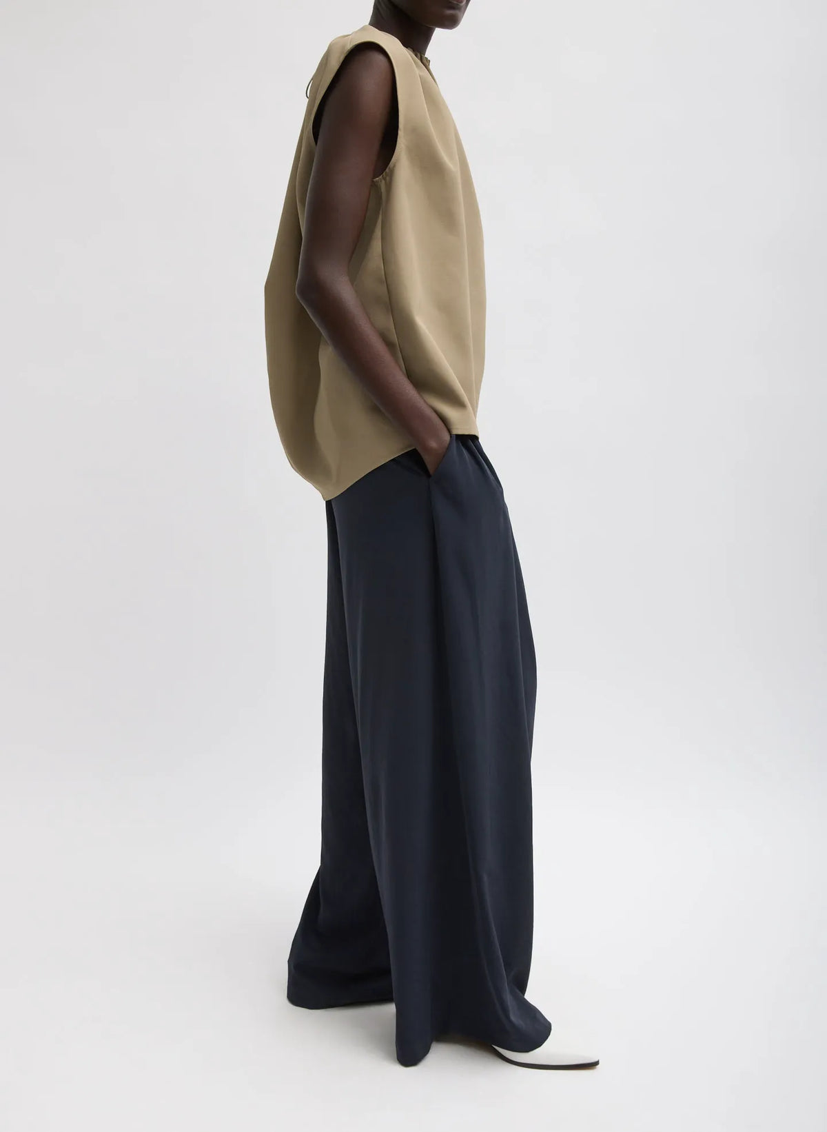 Lotte Nylon Shirred Neck Top