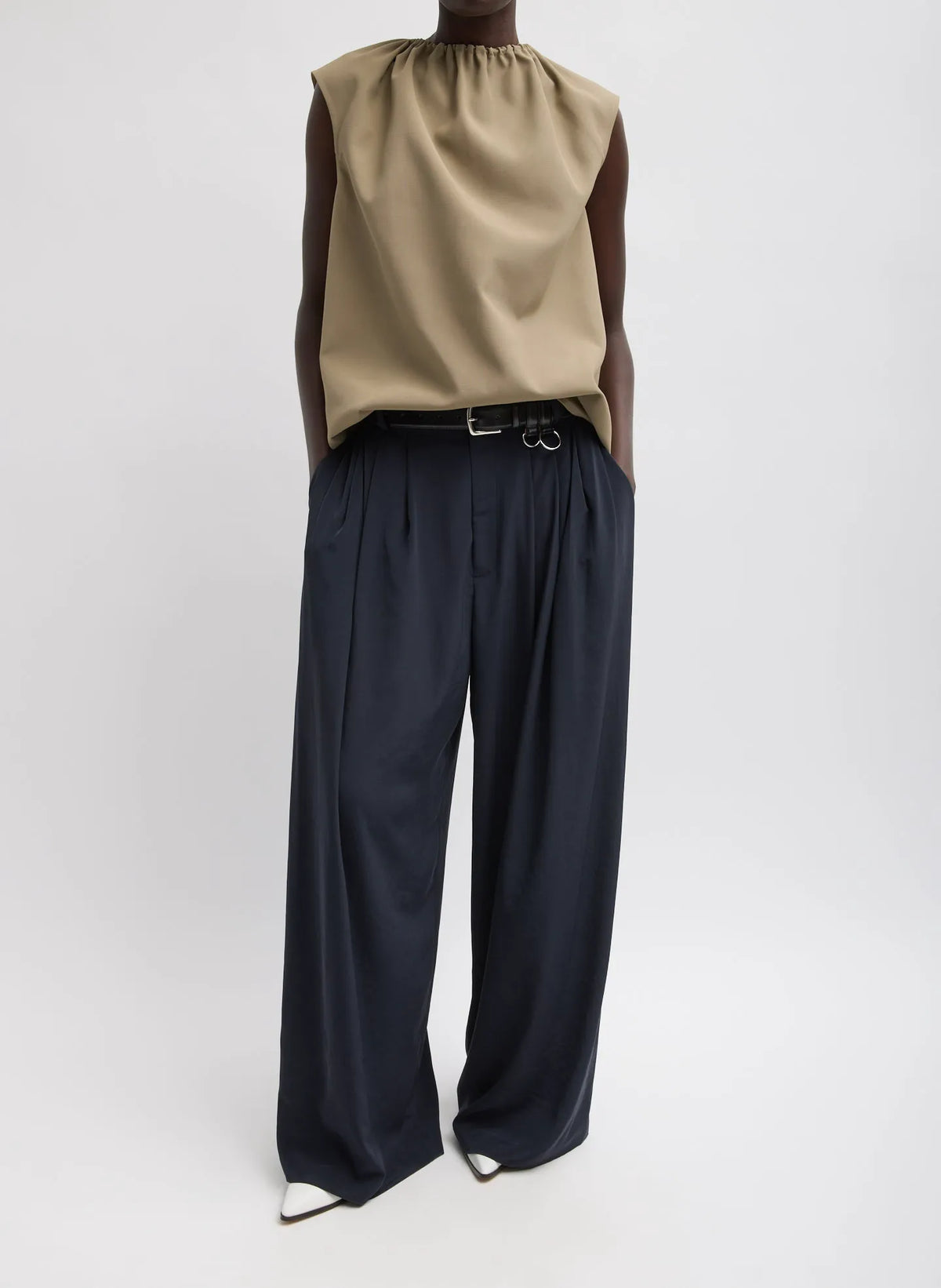 Lotte Nylon Shirred Neck Top