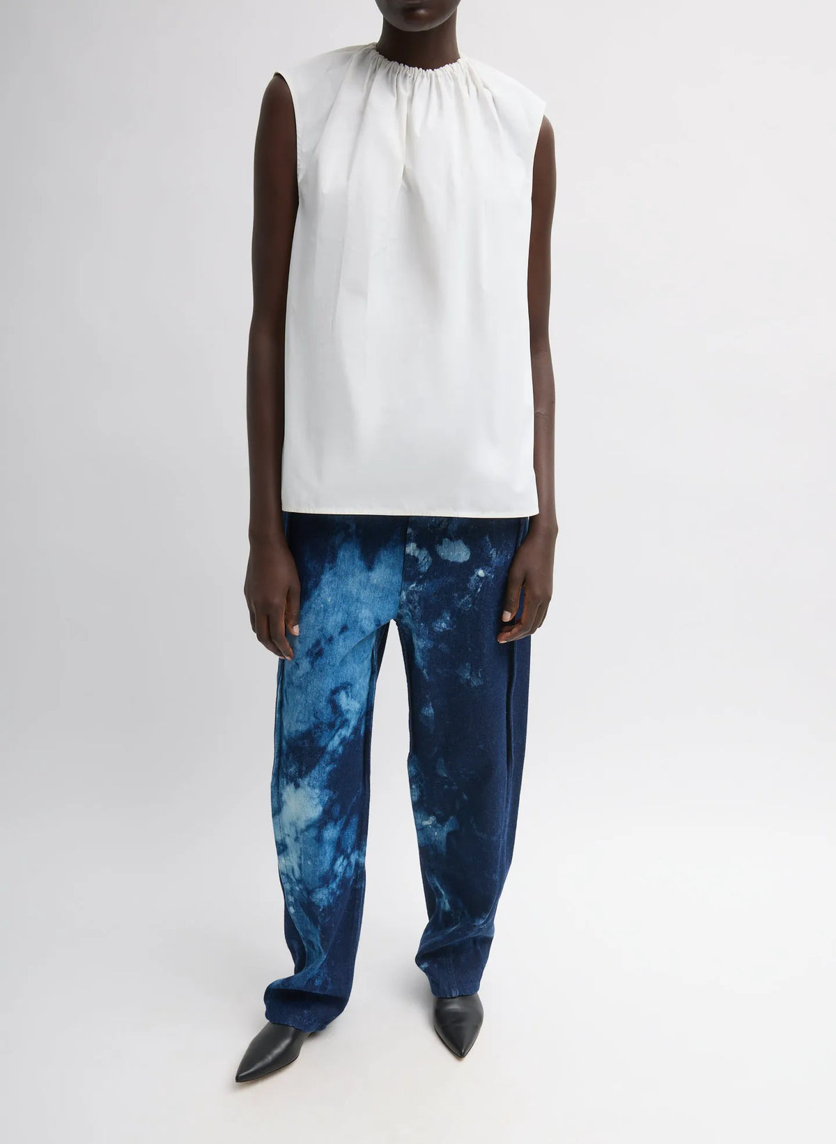 Lotte Nylon Shirred Neck Top