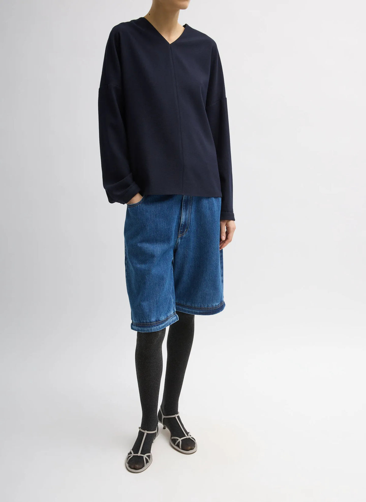 Mica Crepe V-Neck Top