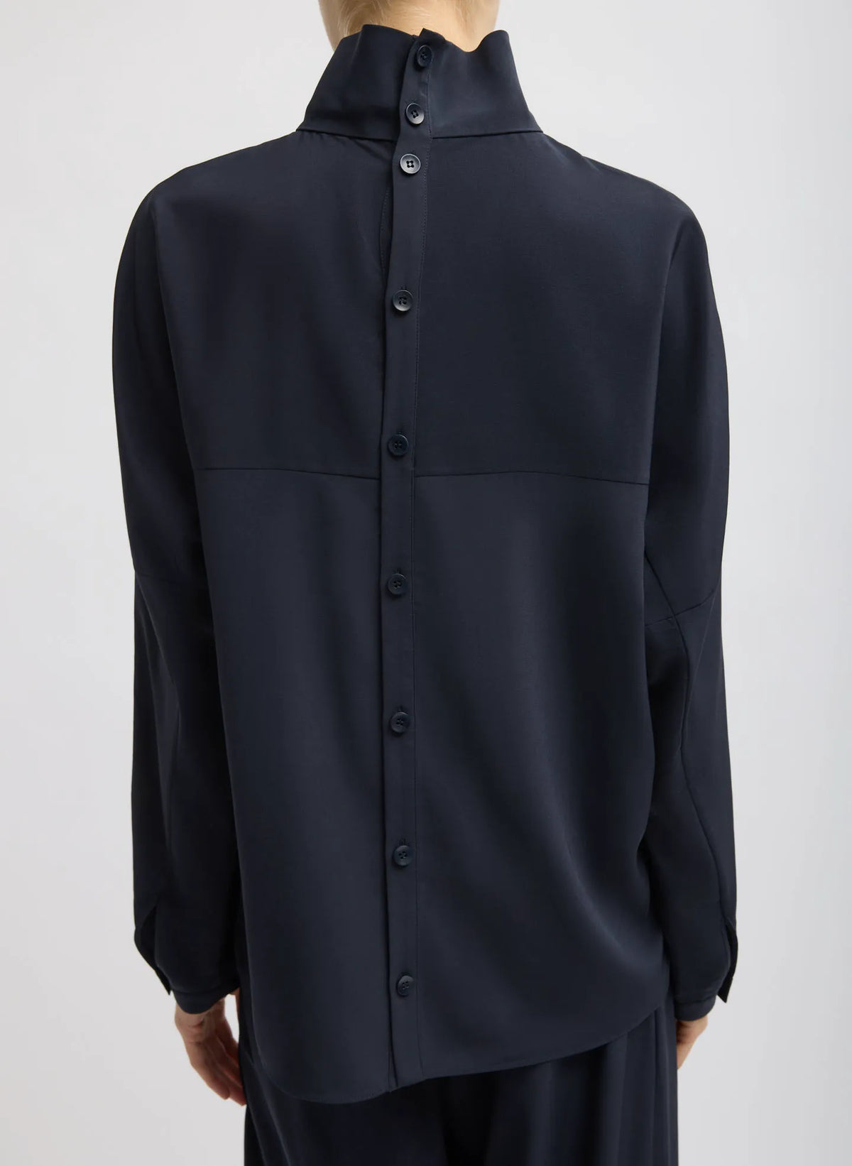 Relaxed Suiting Funnel Neck Dolman Sleeve Top