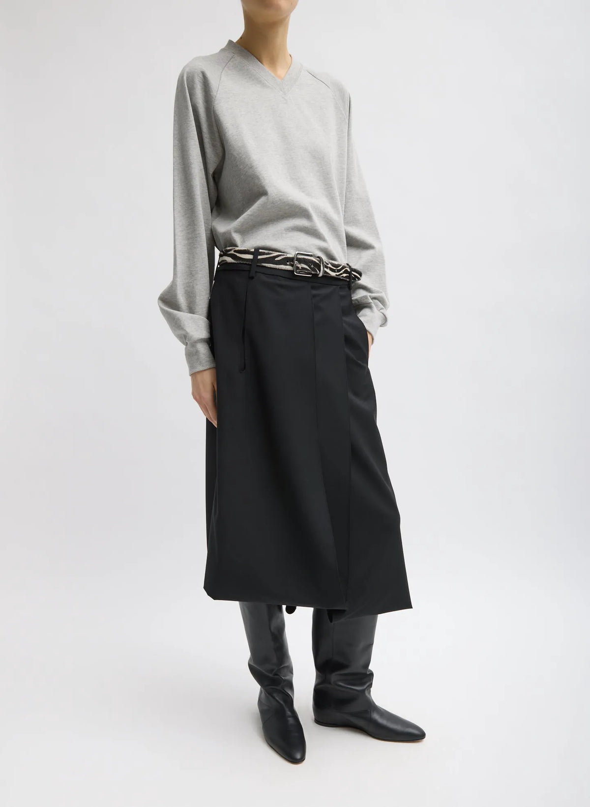 Recycled Tropical Wool Pliée Skirt