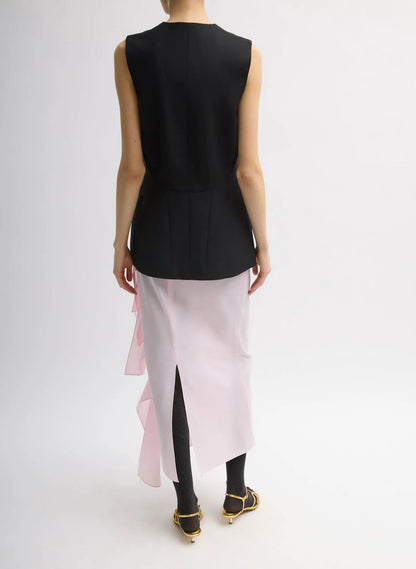 Recycled Tropical Wool Vest With Blousant Back