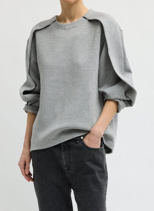 Bonded Viscose Crewneck with Folded Panel