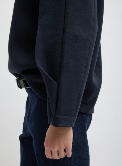 Bonded Viscose Crewneck with Folded Panel