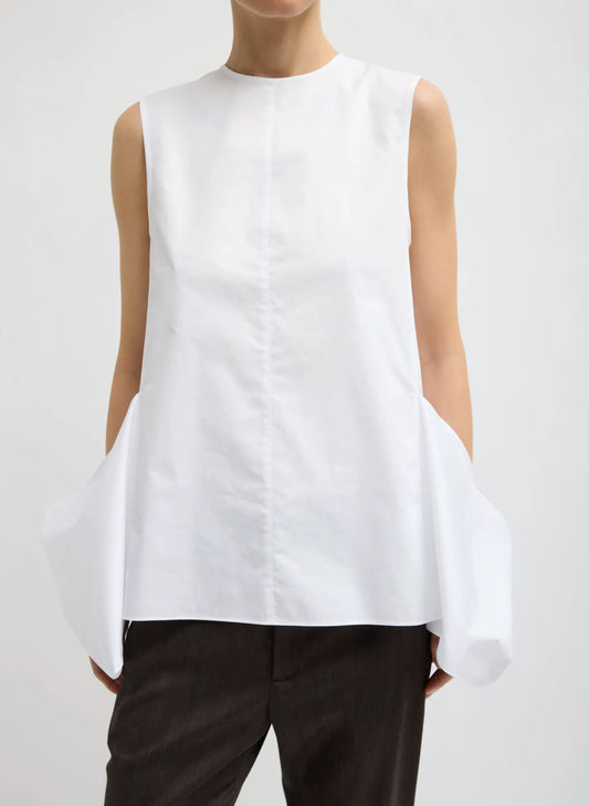 Eco Poplin Side Drape Top