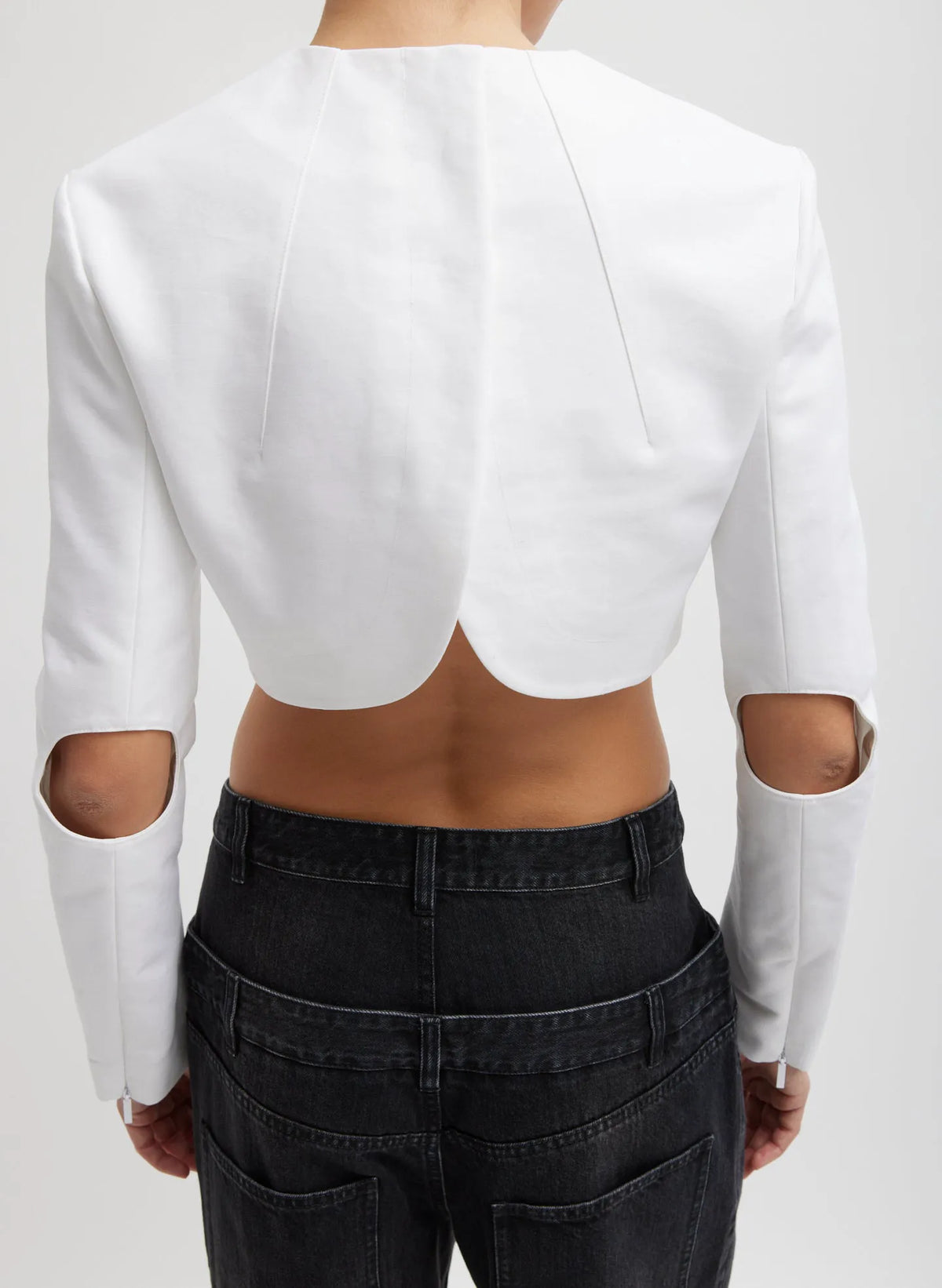 Sculpted Cotton Cropped Long Sleeve Top