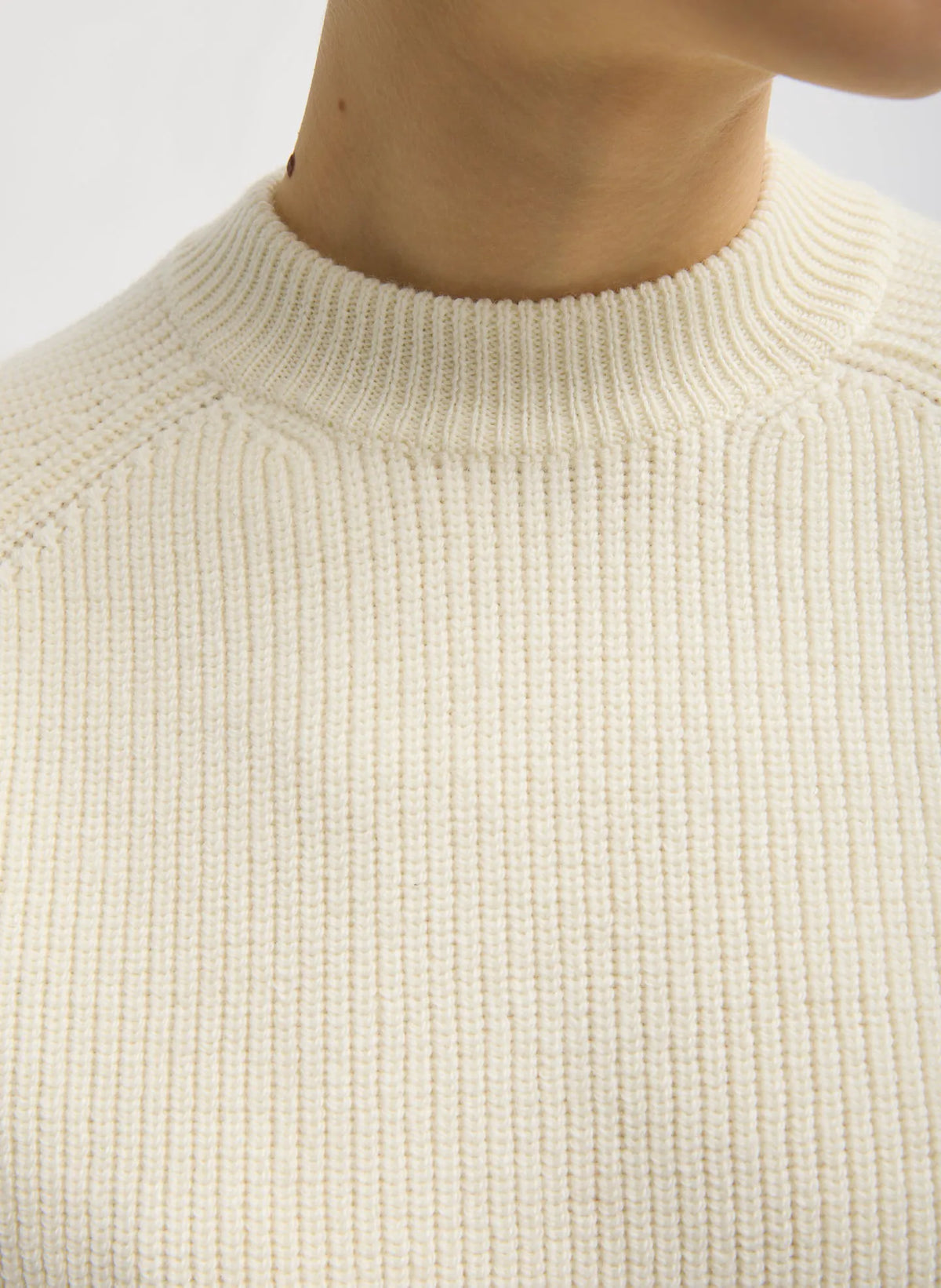 Cardigan Stitch Wool Shrunken Crewneck Pullover