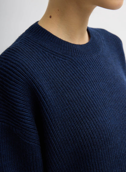 Cardigan Stitch Split Front Crewneck Easy Pullover