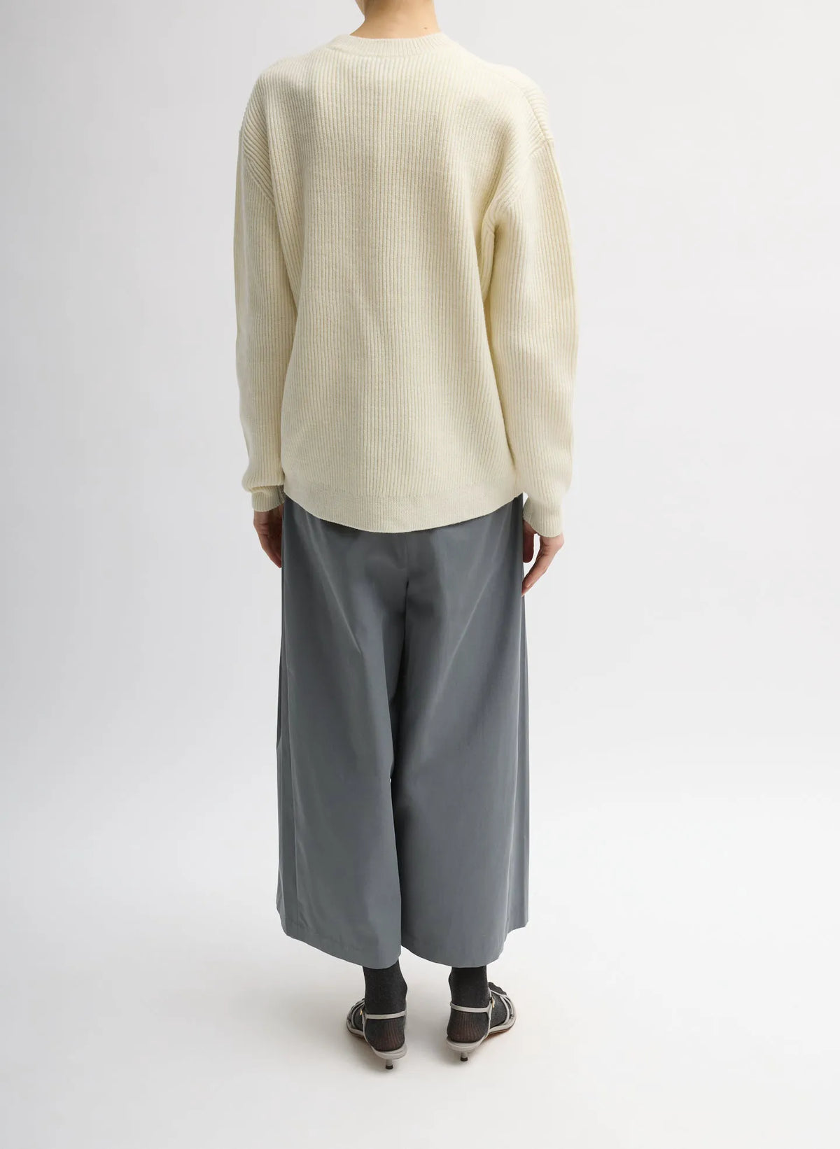 Cardigan Stitch Split Front Crewneck Easy Pullover
