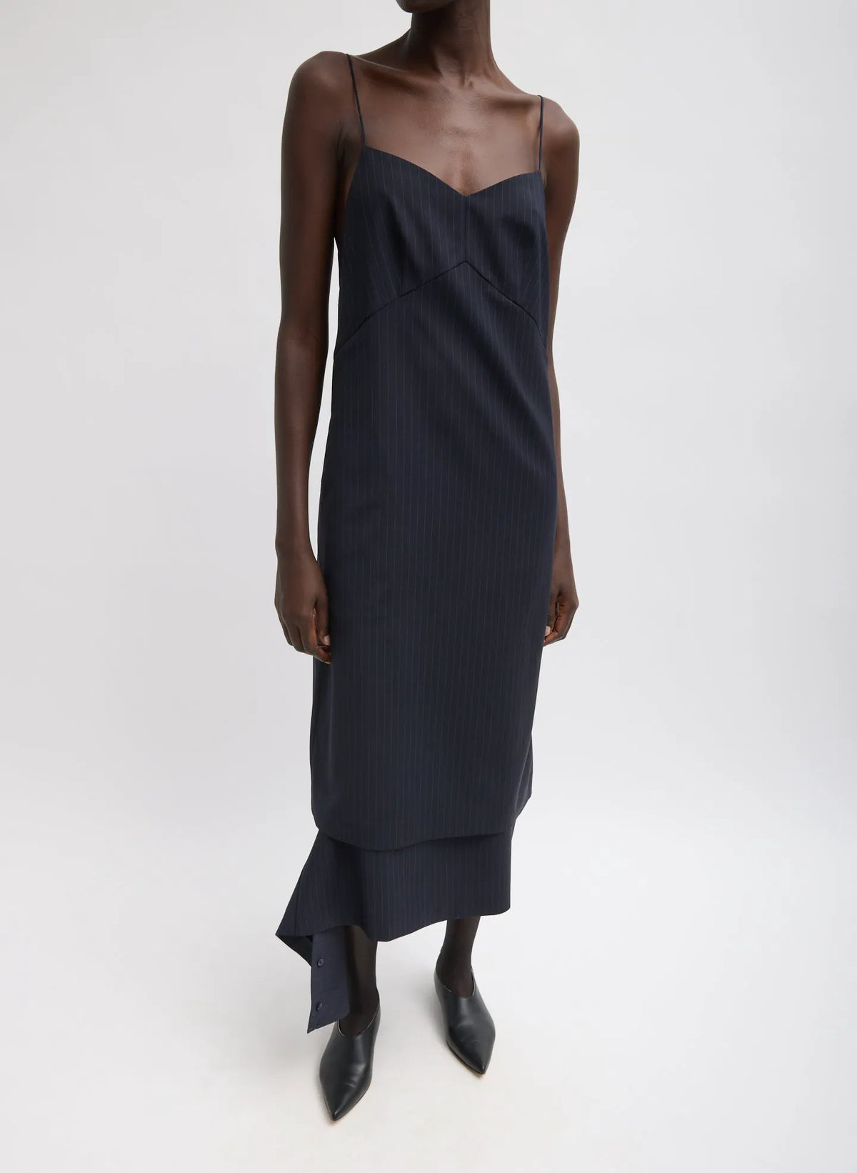 Mier Pinstripe Convertible Slip Dress