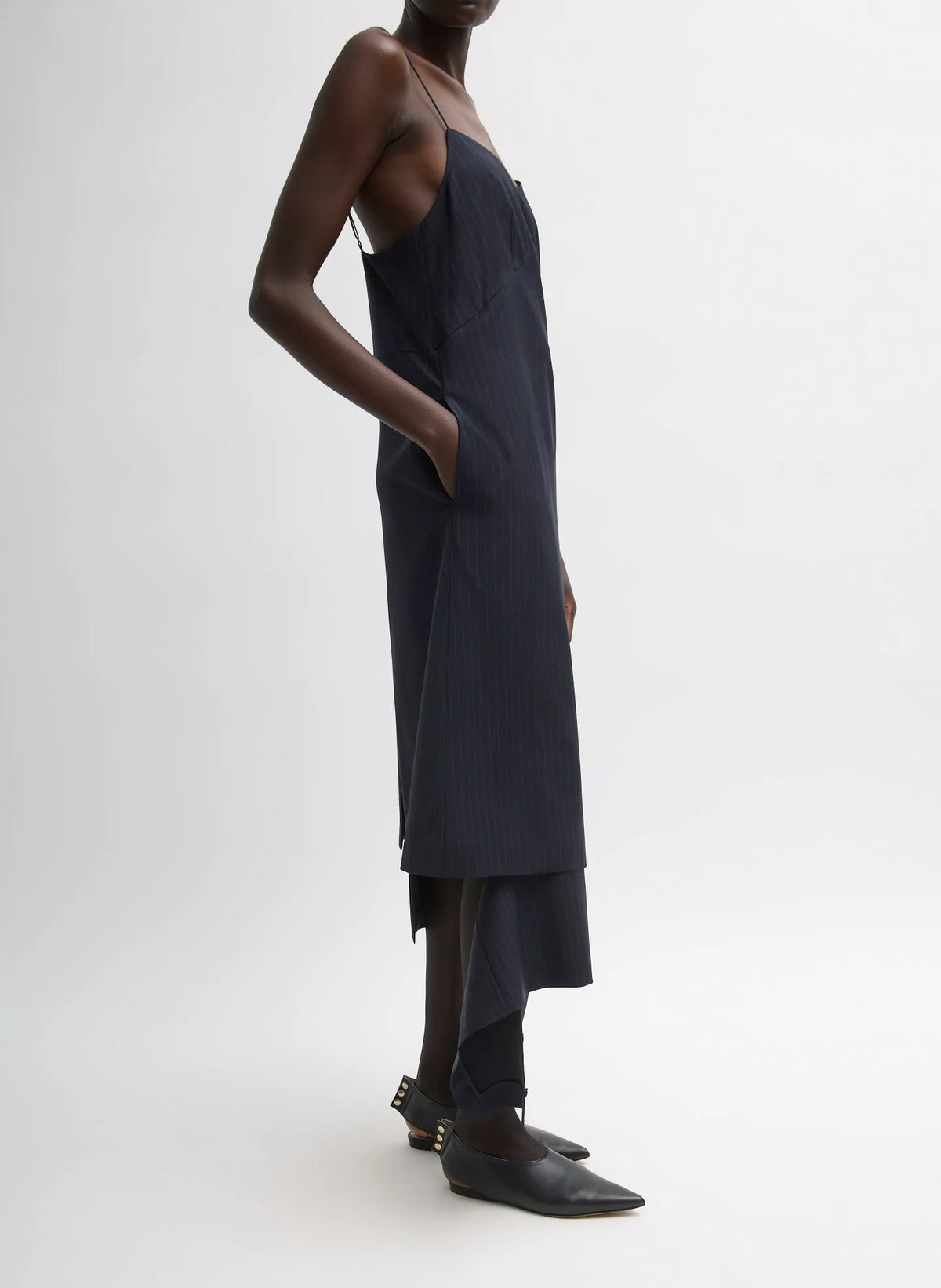 Mier Pinstripe Convertible Slip Dress