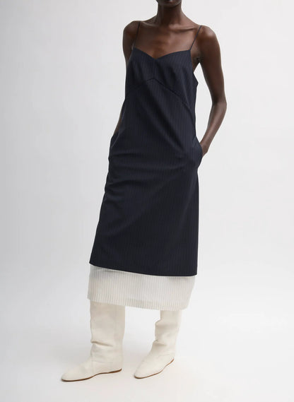 Mier Pinstripe Convertible Slip Dress