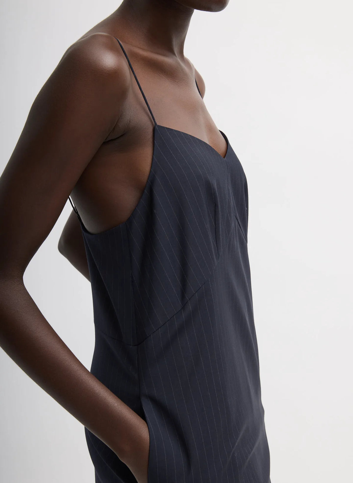 Mier Pinstripe Convertible Slip Dress