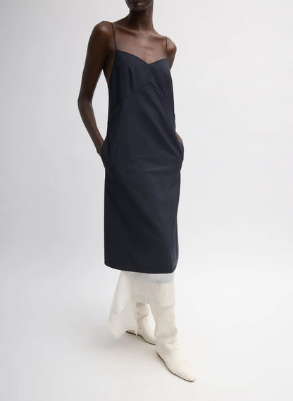 Mier Pinstripe Convertible Slip Dress