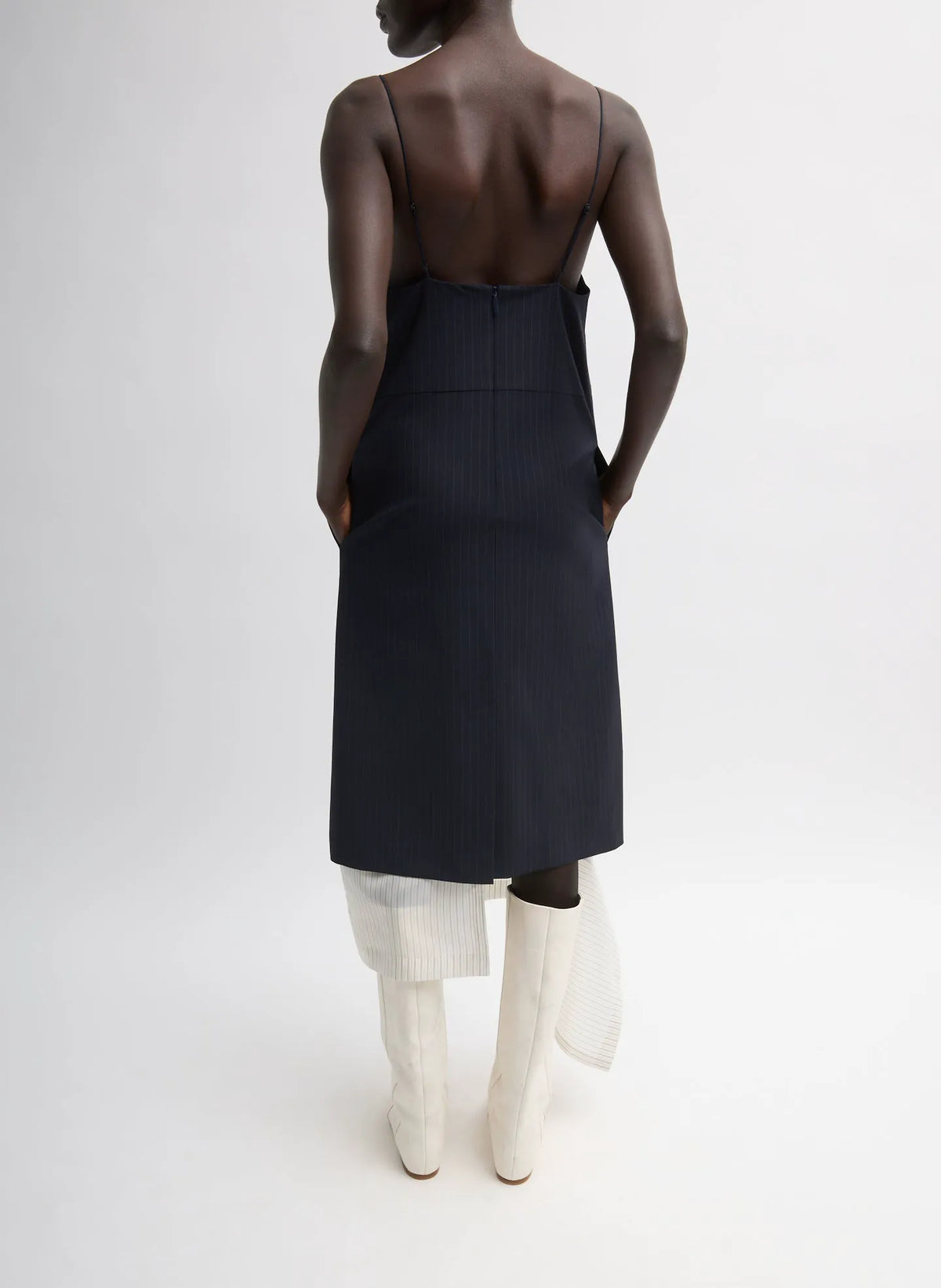 Mier Pinstripe Convertible Slip Dress