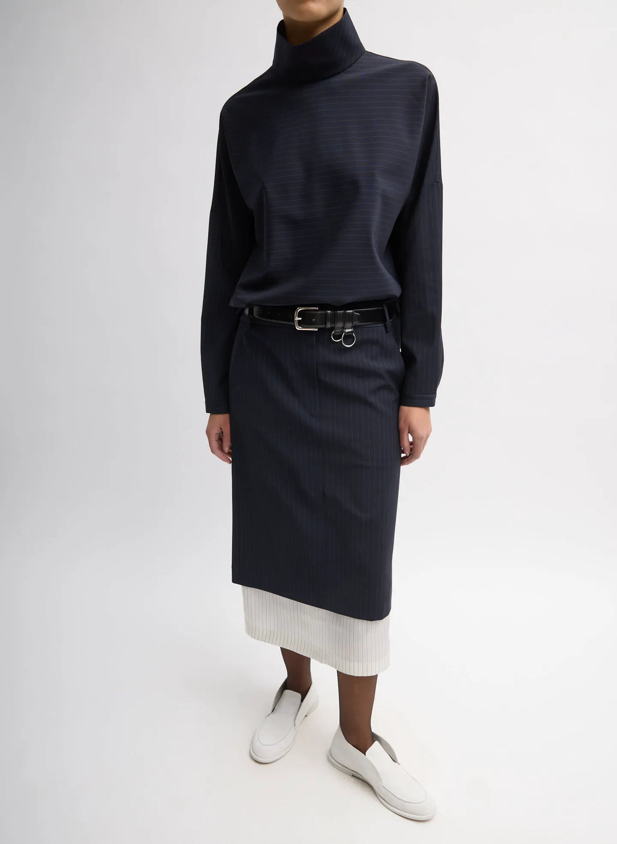 Mier Pinstripe Convertible Skirt