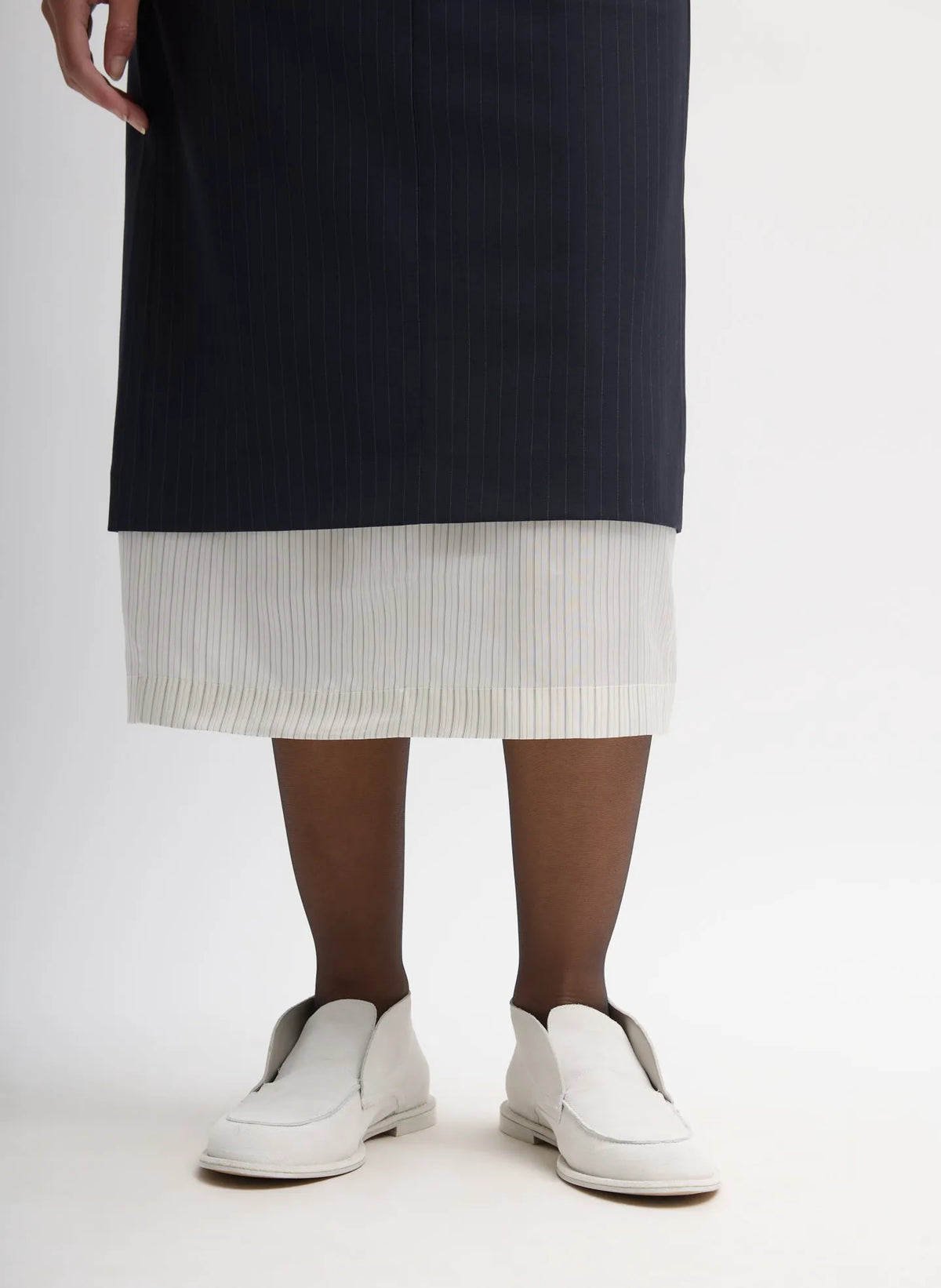 Mier Pinstripe Convertible Skirt