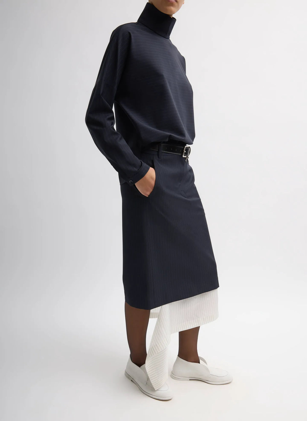 Mier Pinstripe Convertible Skirt
