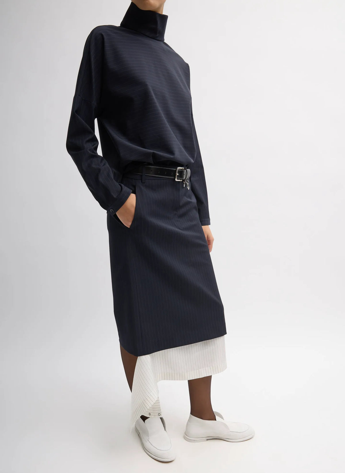 Mier Pinstripe Convertible Skirt