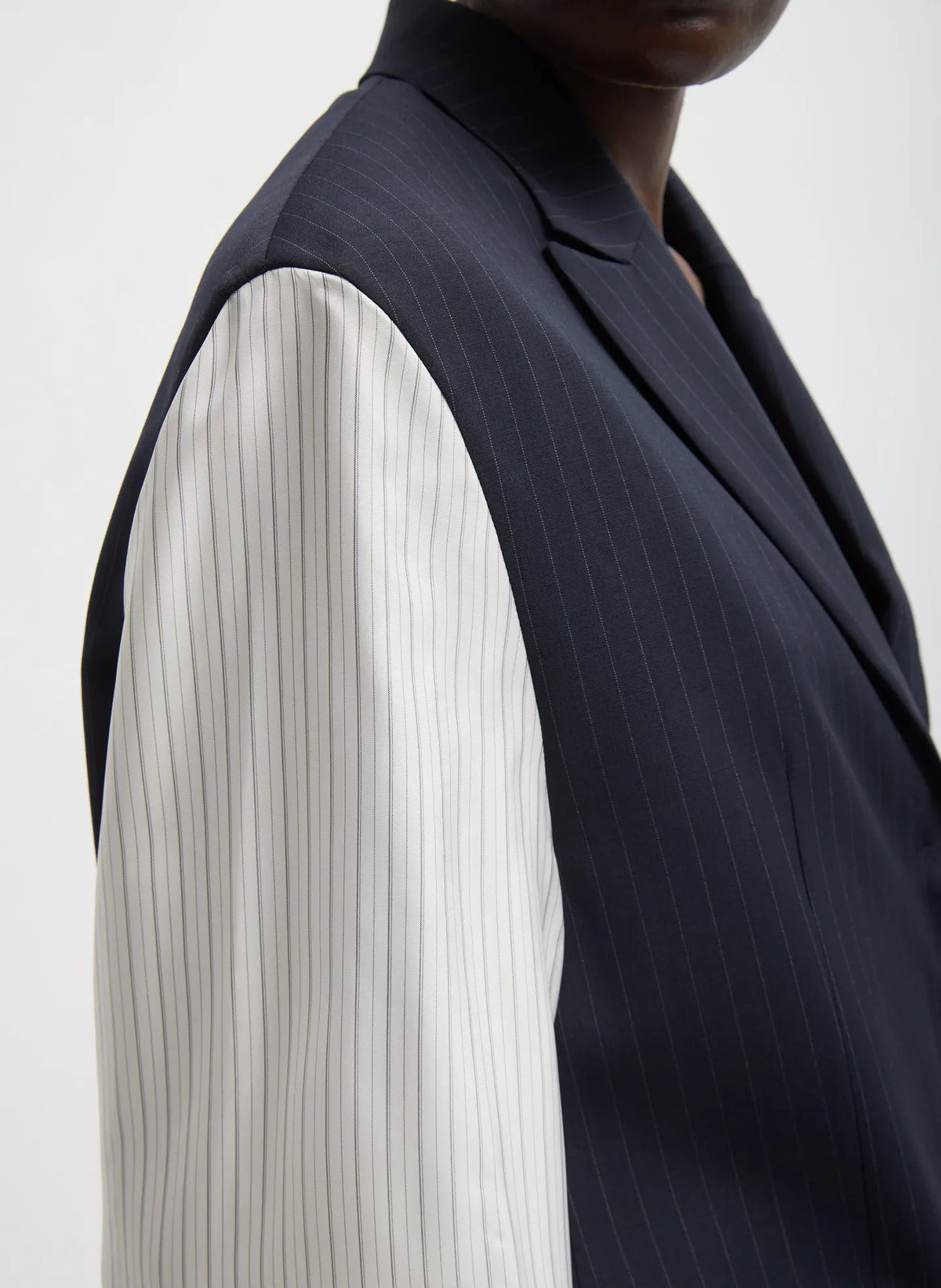 Mier Pinstripe Blazer With Combo Sleeves