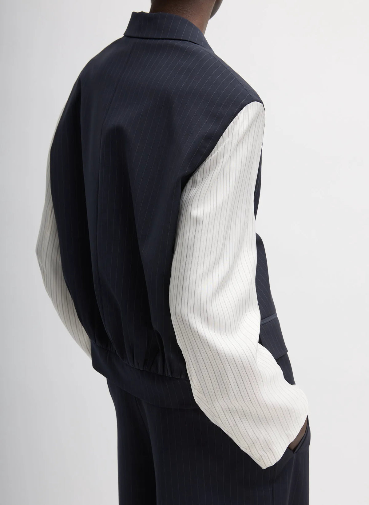 Mier Pinstripe Blazer With Combo Sleeves
