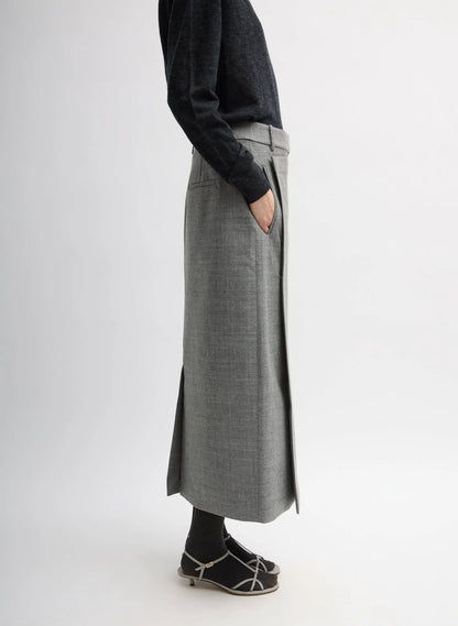 Techy Bonded Wool Wrap Maxi Skirt