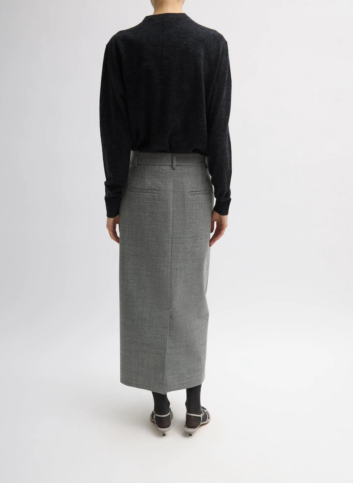 Techy Bonded Wool Wrap Maxi Skirt