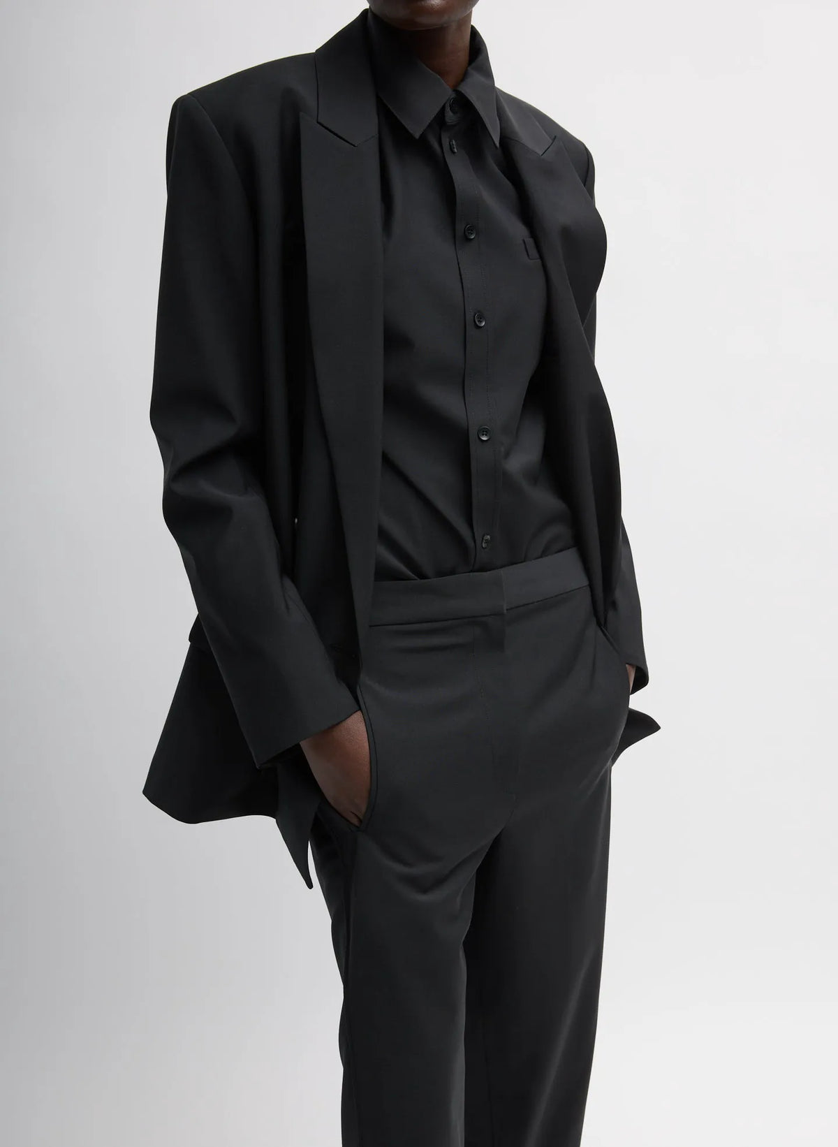 Recycled Tropical Wool Blazer With Back Belt