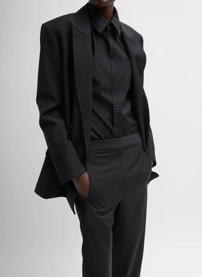 Recycled Tropical Wool Blazer With Back Belt