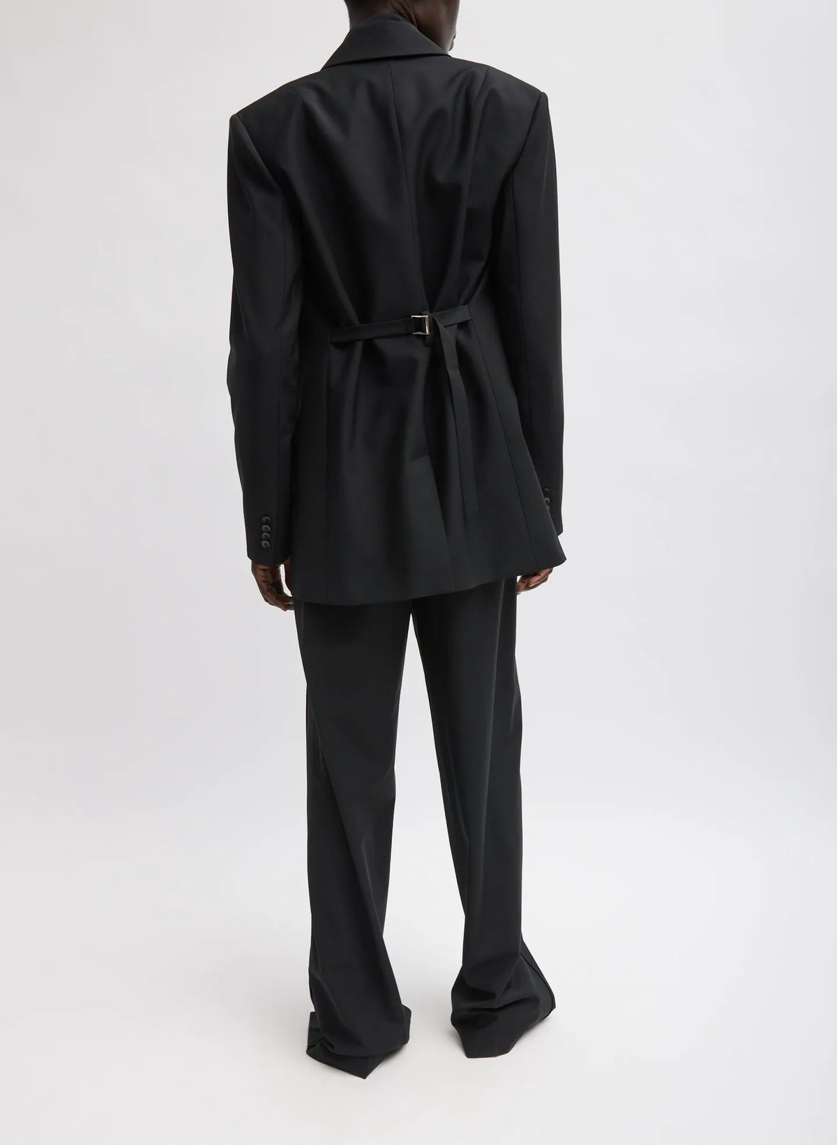 Recycled Tropical Wool Blazer With Back Belt