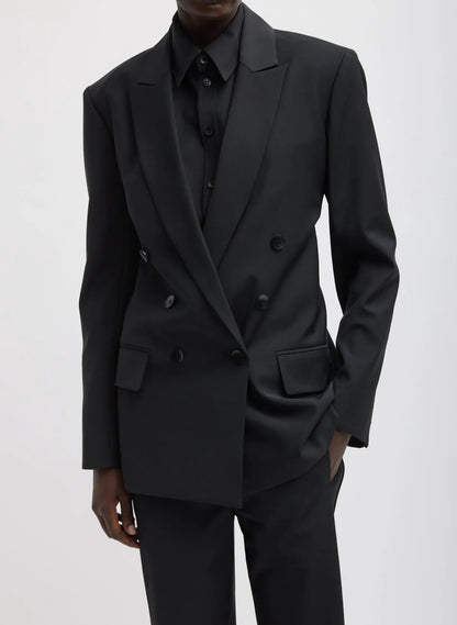 Recycled Tropical Wool Blazer With Back Belt