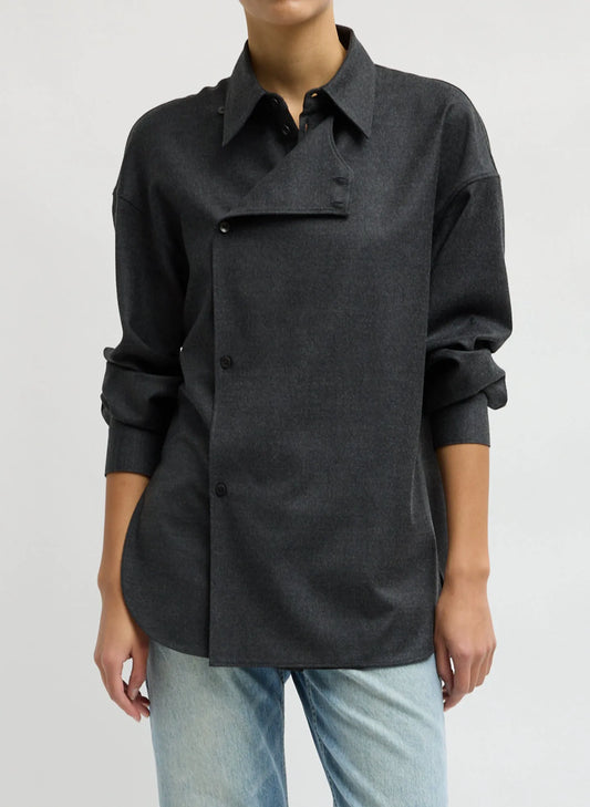 Cozy Flannel Long Sleeve Shirt with Overlap Detail