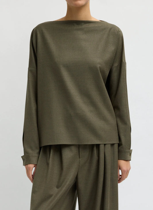 Cozy Flannel Boatneck Dolman Sleeve Top