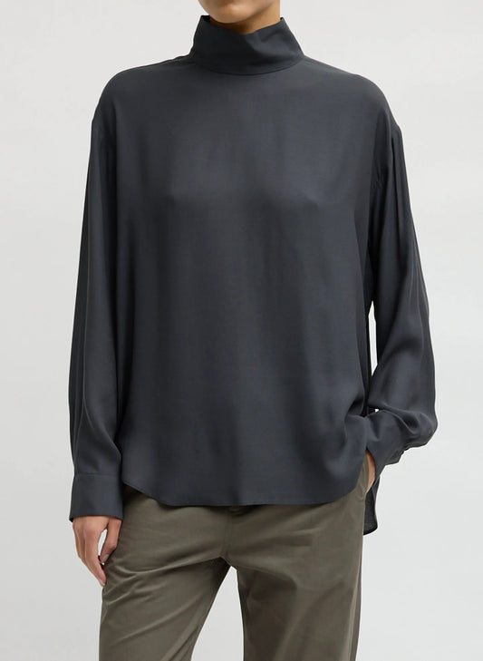 Feather Weight Eco Crepe Funnel Neck Shirt