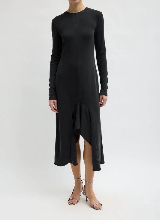 Feather Weight Viscose Neoprene Front Drape Dress