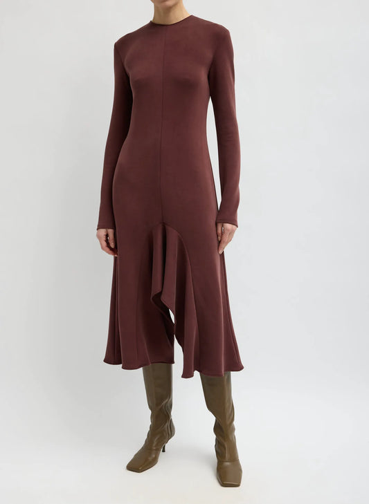 Feather Weight Viscose Neoprene Front Drape Dress