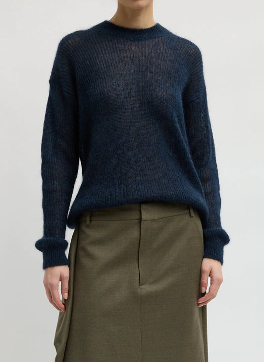 Silk Mohair Crewneck Easy Pullover