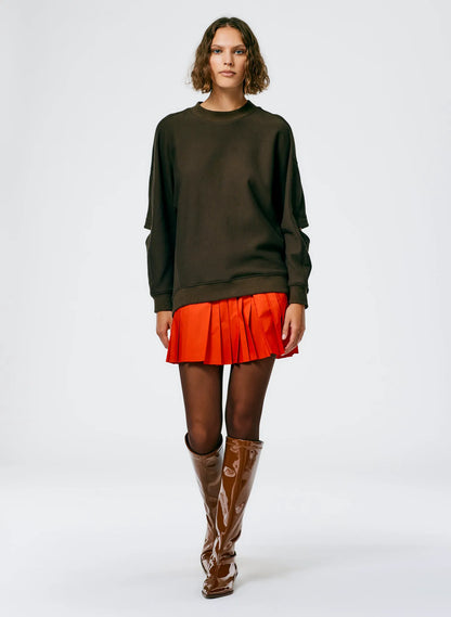 Italian Sporty Nylon Pleated Pull On Mini Skirt