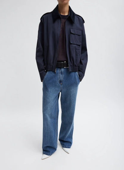 Bio Twill Bomber Jacket With Removable Corduroy Collar