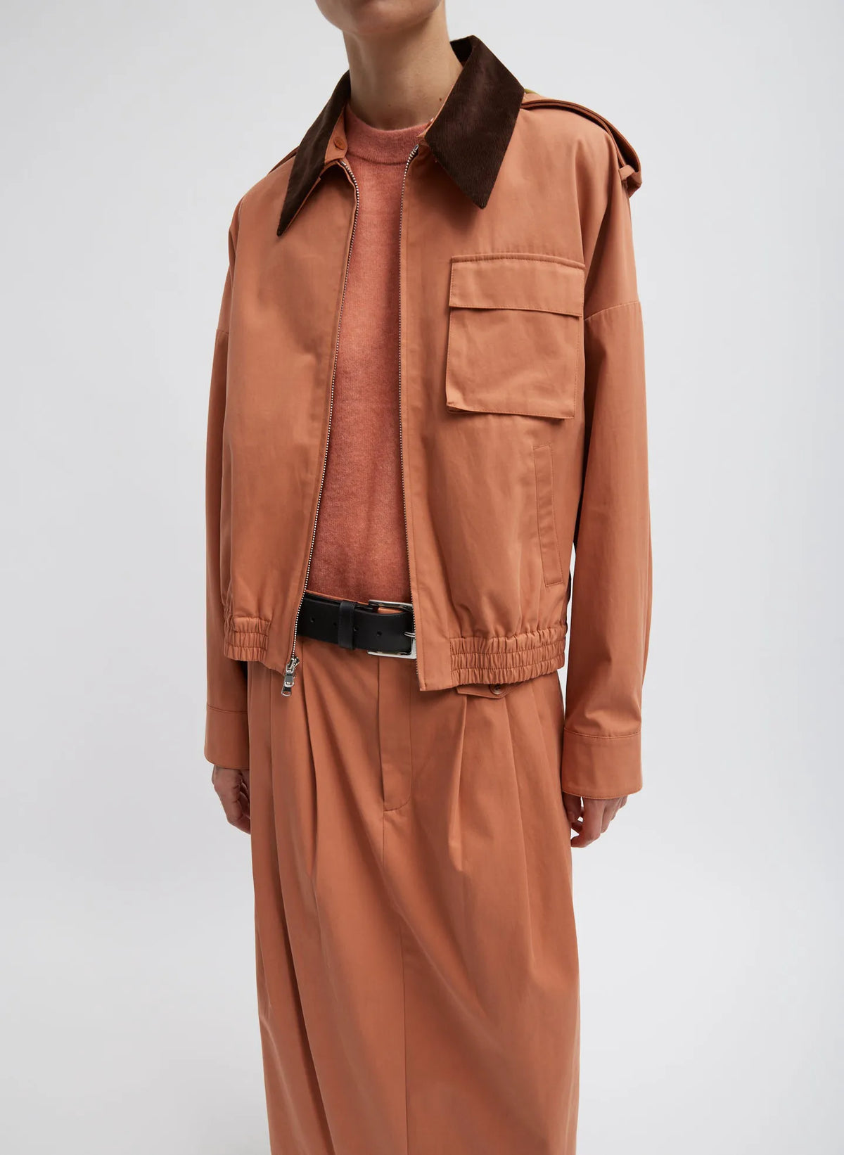 Bio Twill Bomber Jacket With Removable Corduroy Collar