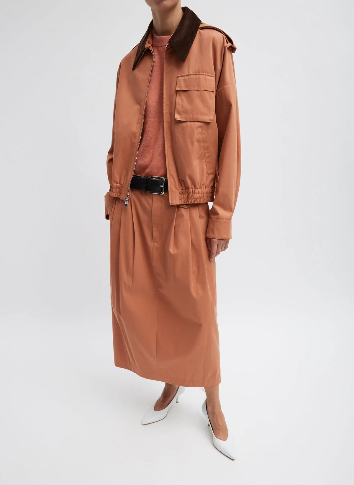 Bio Twill Bomber Jacket With Removable Corduroy Collar